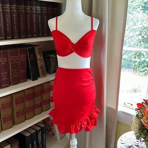 NWOT Women’s 2 Piece Sexy Red Beach Outfit Size Small High Waist